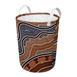Australia River Aboriginal Dot Print Round Laundry Basket