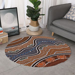 Australia River Aboriginal Dot Print Round Rug