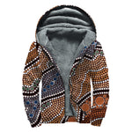 Australia River Aboriginal Dot Print Sherpa Lined Zip Up Hoodie