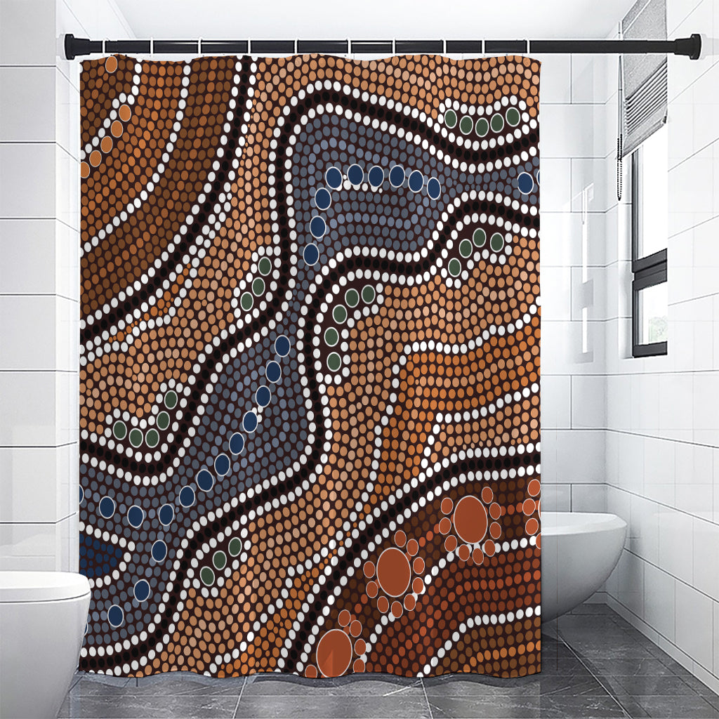 Australia River Aboriginal Dot Print Shower Curtain