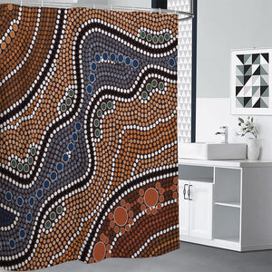 Australia River Aboriginal Dot Print Shower Curtain