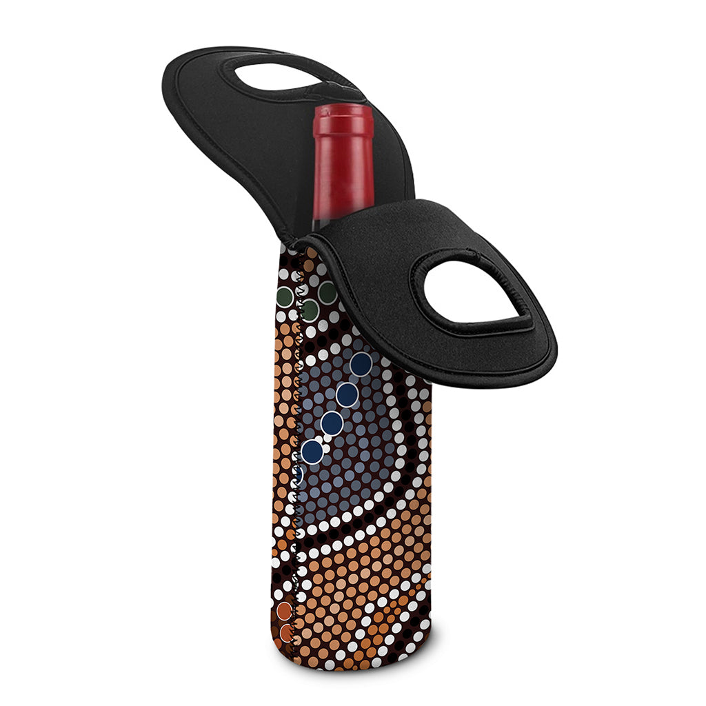 Australia River Aboriginal Dot Print Single Neoprene Wine Tote