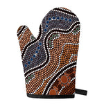 Australia River Aboriginal Dot Print Single Oven Mitt
