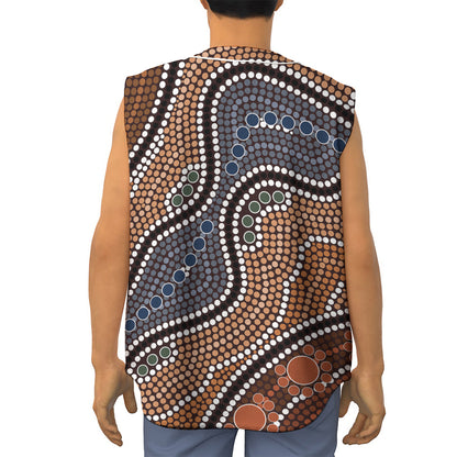 Australia River Aboriginal Dot Print Sleeveless Baseball Jersey