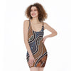 Australia River Aboriginal Dot Print Sleeveless Bodycon Dress