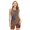 Australia River Aboriginal Dot Print Sleeveless One Piece Swimsuit