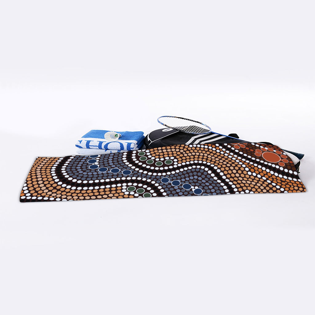 Australia River Aboriginal Dot Print Sports Towel