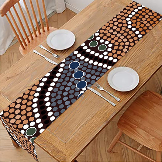 Australia River Aboriginal Dot Print Table Runner