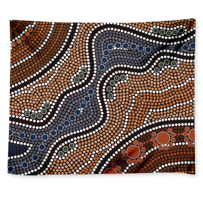 Australia River Aboriginal Dot Print Tapestry