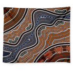 Australia River Aboriginal Dot Print Tapestry