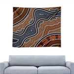 Australia River Aboriginal Dot Print Tapestry