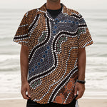 Australia River Aboriginal Dot Print Textured Short Sleeve Shirt