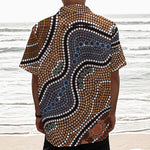 Australia River Aboriginal Dot Print Textured Short Sleeve Shirt