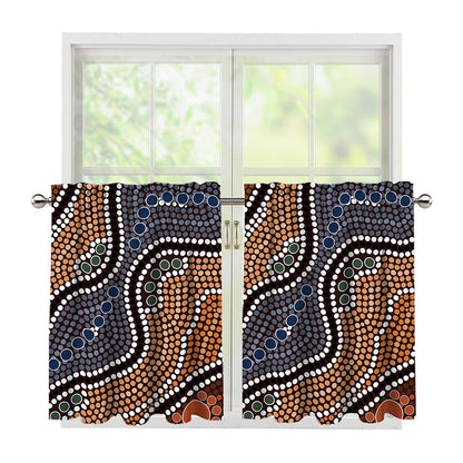 Australia River Aboriginal Dot Print Tier Curtains