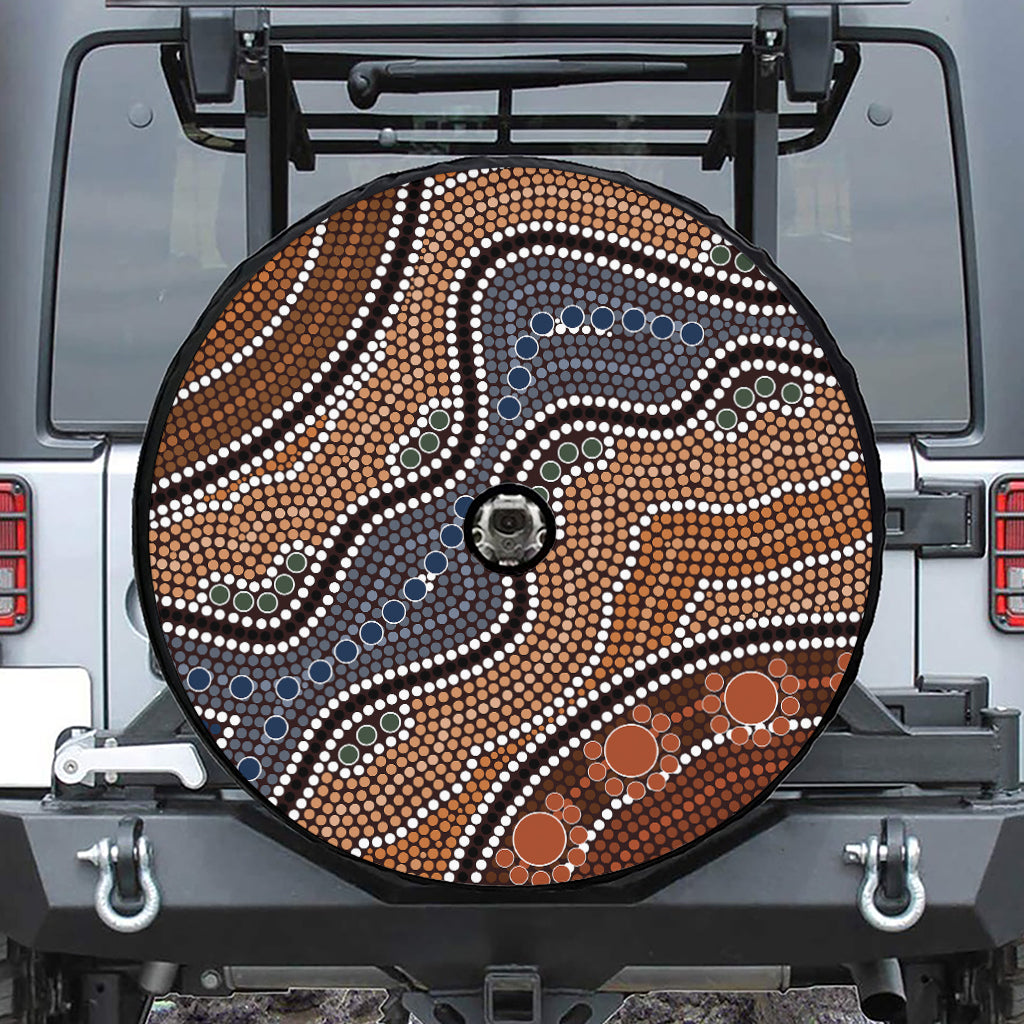 Australia River Aboriginal Dot Print Tire Cover With Camera Hole