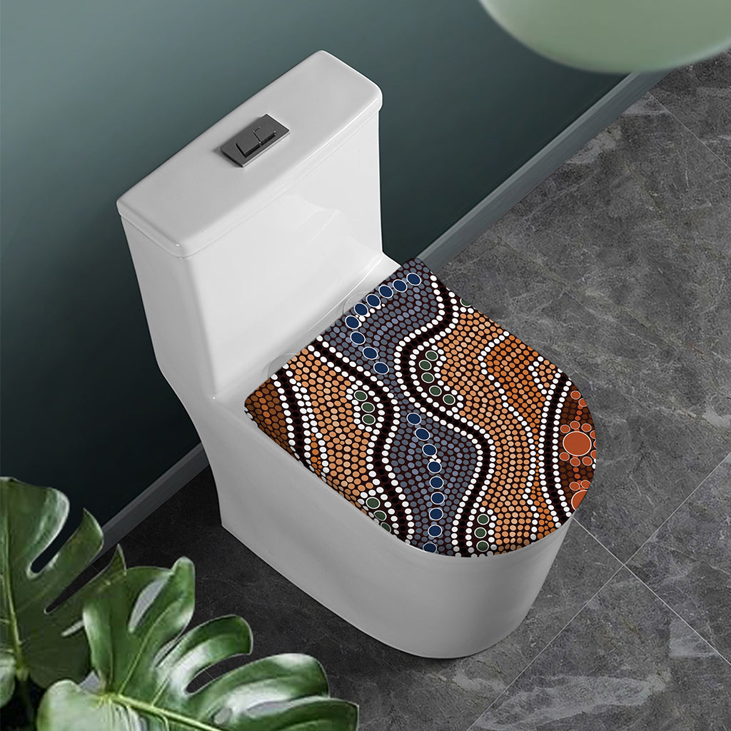 Australia River Aboriginal Dot Print Toilet Lid Cover