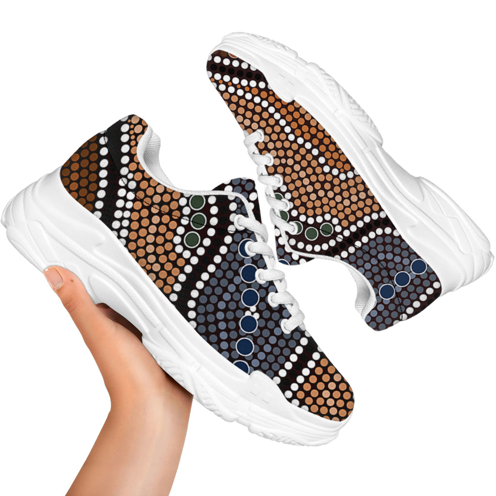 Australia River Aboriginal Dot Print White Chunky Shoes