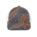 Australia River Aboriginal Dot Print White Mesh Trucker Hat