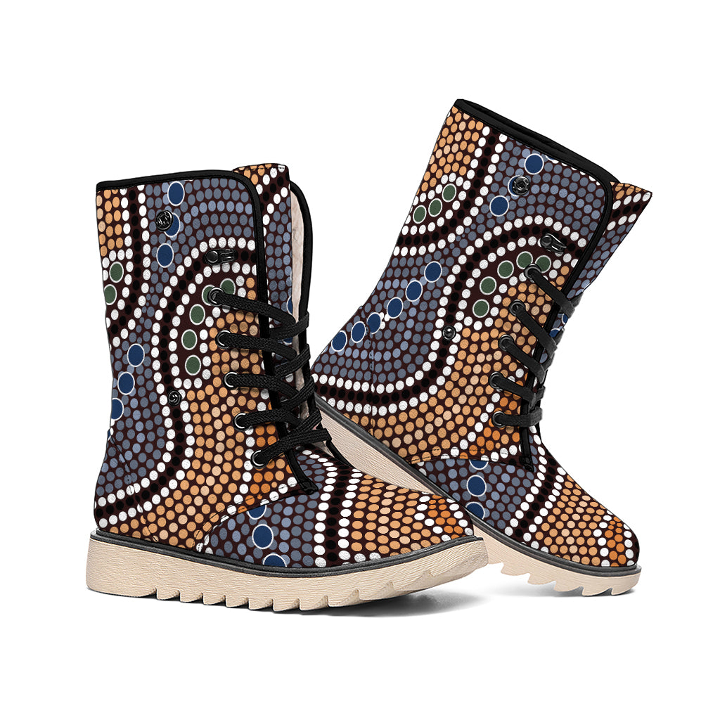 Australia River Aboriginal Dot Print Winter Boots