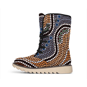 Australia River Aboriginal Dot Print Winter Boots