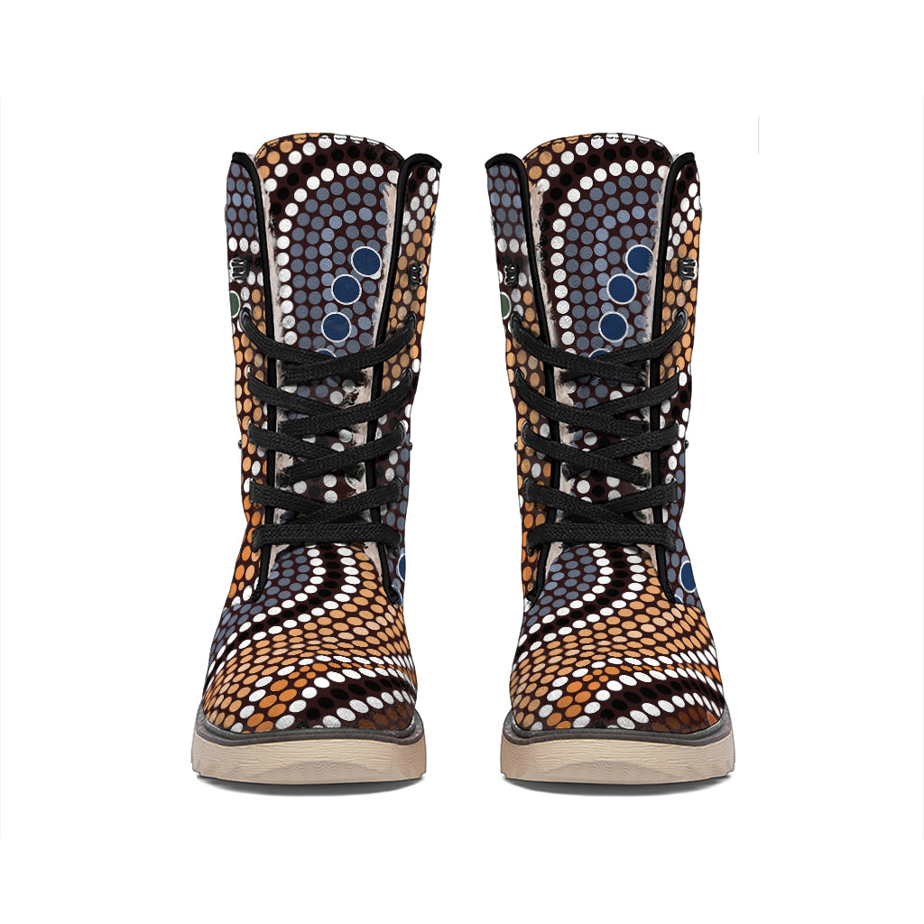 Australia River Aboriginal Dot Print Winter Boots