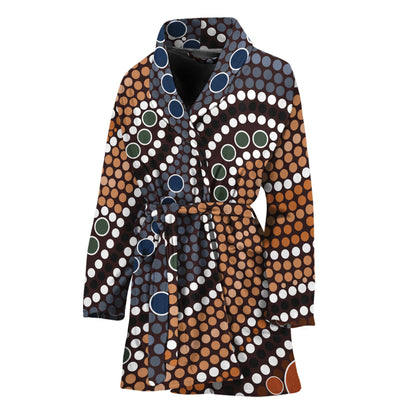 Australia River Aboriginal Dot Print Women's Bathrobe