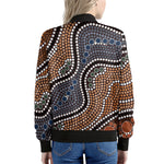 Australia River Aboriginal Dot Print Women's Bomber Jacket