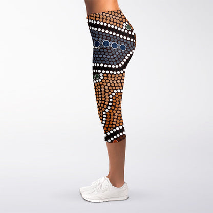 Australia River Aboriginal Dot Print Women's Capri Leggings