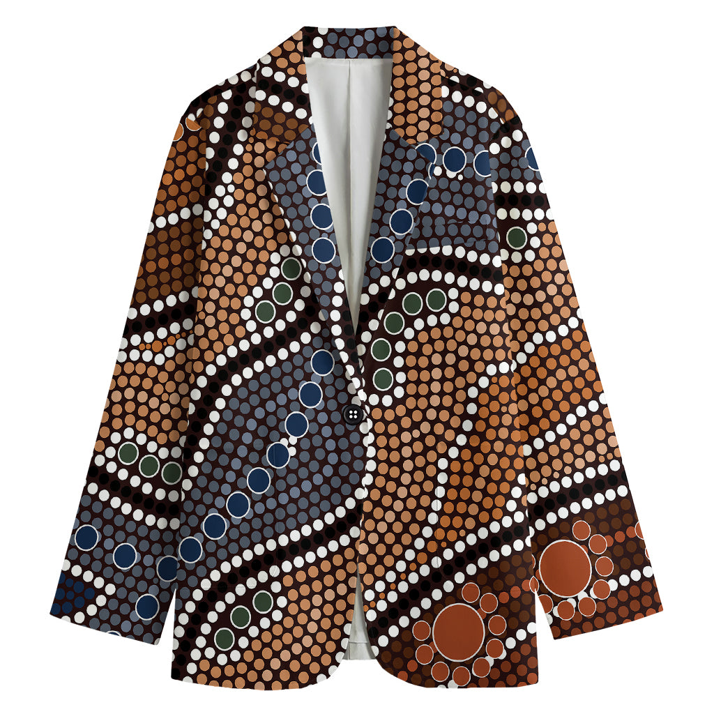 Australia River Aboriginal Dot Print Women's Cotton Blazer