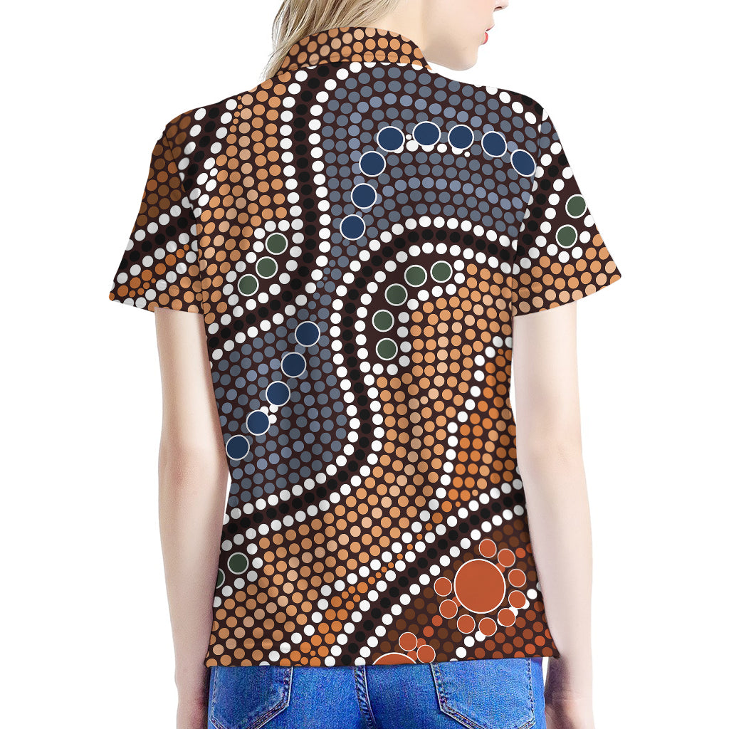 Australia River Aboriginal Dot Print Women's Polo Shirt