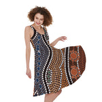 Australia River Aboriginal Dot Print Women's Sleeveless Dress