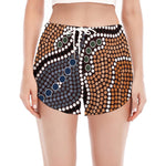 Australia River Aboriginal Dot Print Women's Split Running Shorts