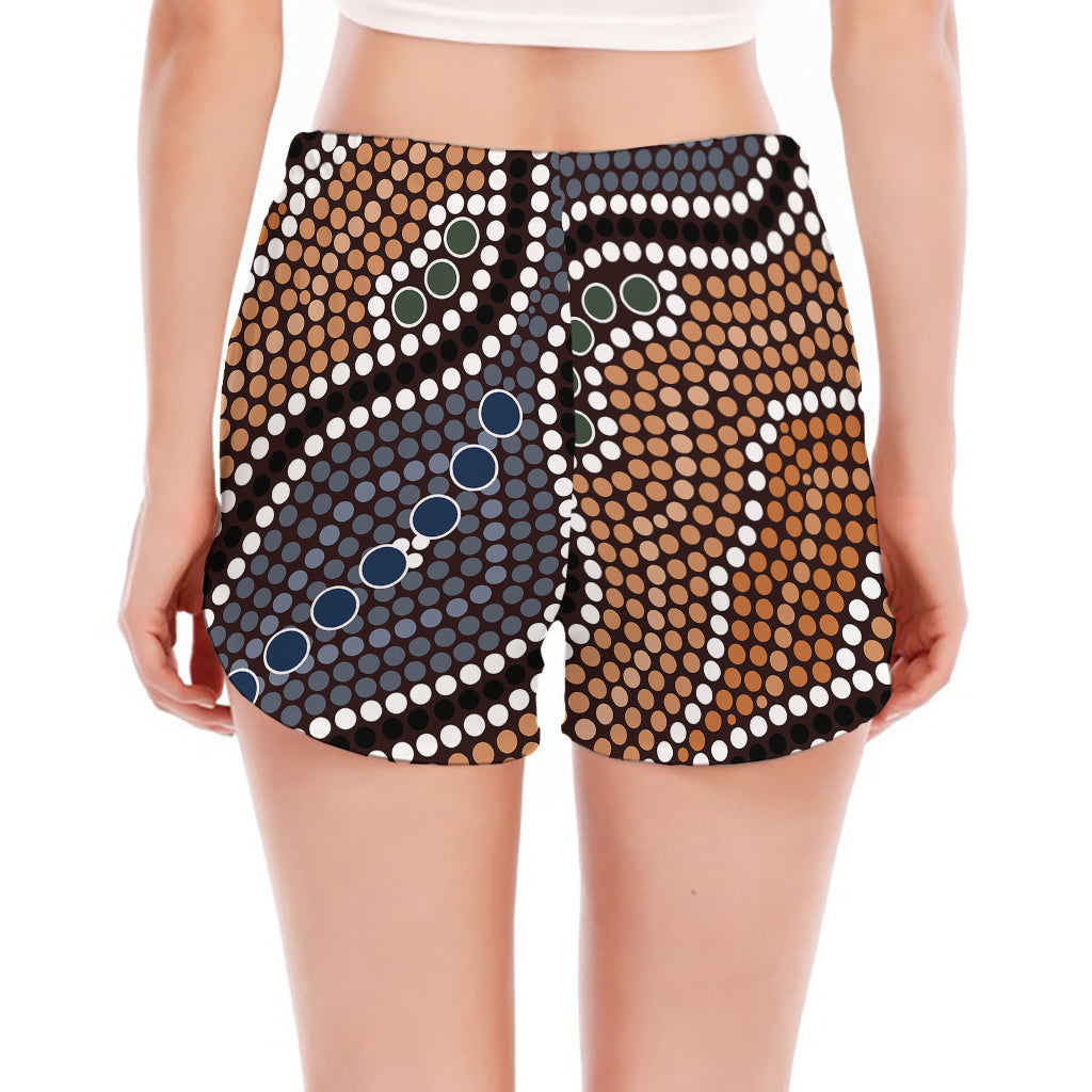 Australia River Aboriginal Dot Print Women's Split Running Shorts