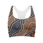 Australia River Aboriginal Dot Print Women's Sports Bra