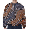 Australia River Aboriginal Dot Print Zip Sleeve Bomber Jacket