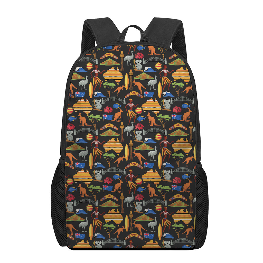 Australia Symbols Pattern Print 17 Inch Backpack