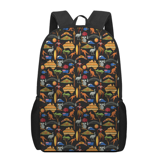 Australia Symbols Pattern Print 17 Inch Backpack