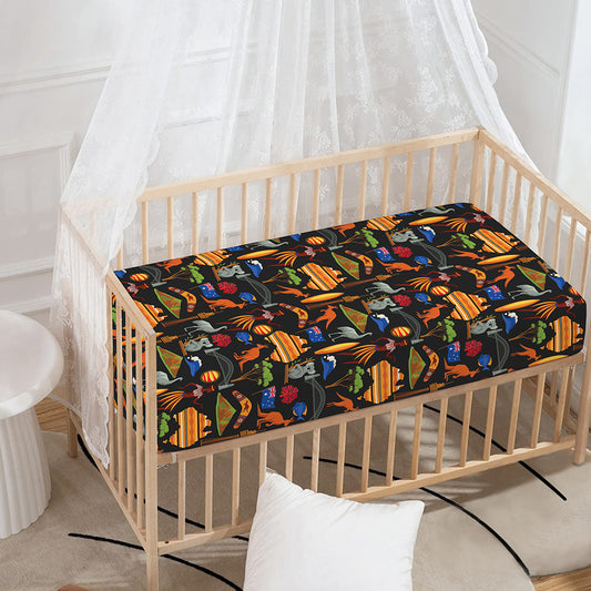 Australia Symbols Pattern Print Baby Crib Sheet