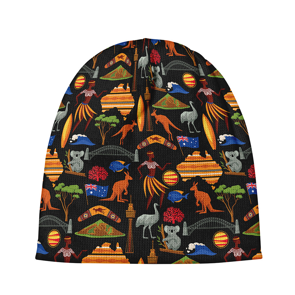 Australia Symbols Pattern Print Beanie