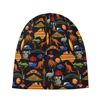 Australia Symbols Pattern Print Beanie