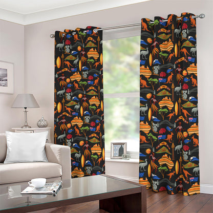 Australia Symbols Pattern Print Blackout Grommet Curtains