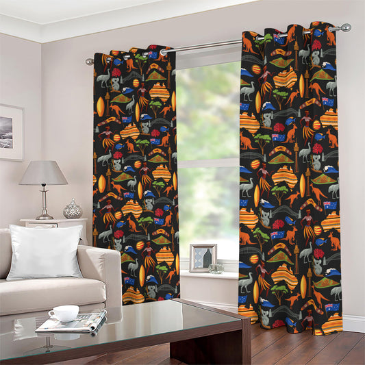 Australia Symbols Pattern Print Blackout Grommet Curtains