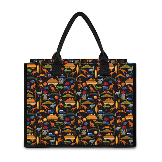 Australia Symbols Pattern Print Canvas Tote Bag
