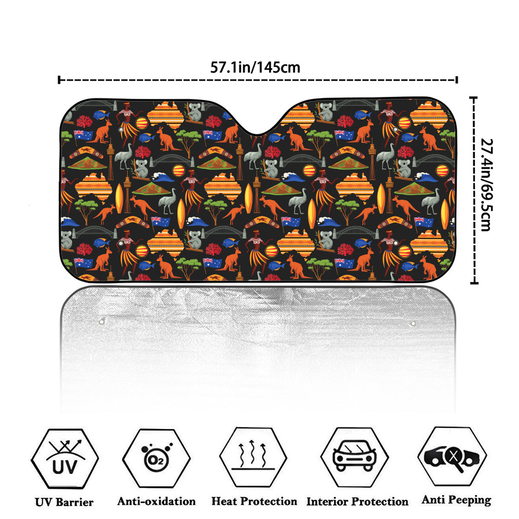 Australia Symbols Pattern Print Car Windshield Sun Shade