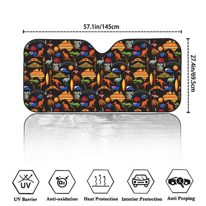 Australia Symbols Pattern Print Car Windshield Sun Shade