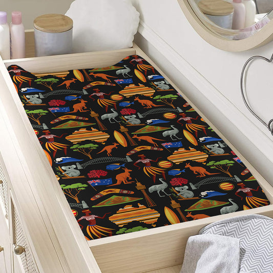Australia Symbols Pattern Print Changing Pad Cover