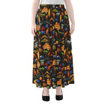 Australia Symbols Pattern Print Chiffon Maxi Skirt