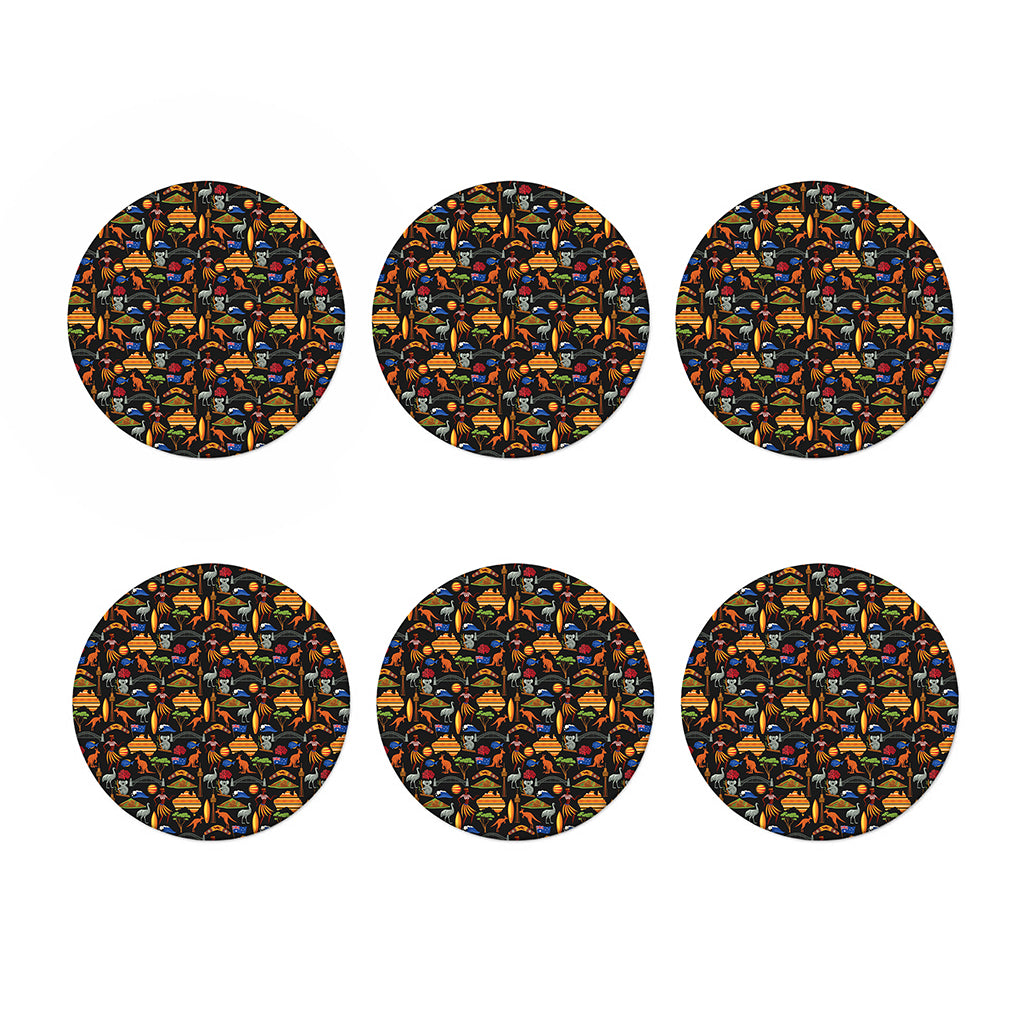 Australia Symbols Pattern Print Coaster Set