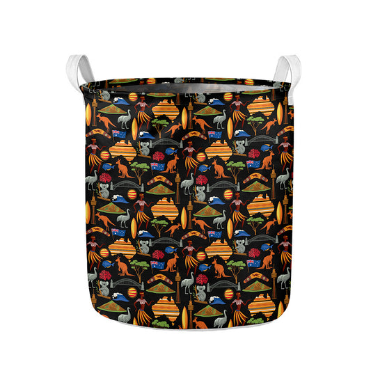 Australia Symbols Pattern Print Collapsible Laundry Basket