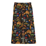 Australia Symbols Pattern Print Cotton Front Slit Maxi Skirt